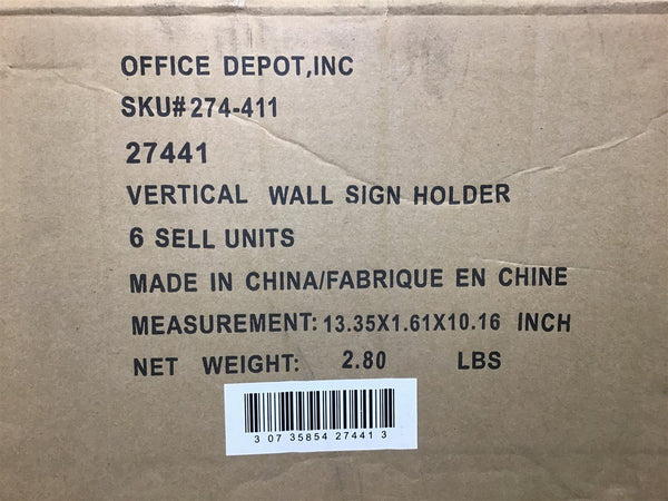 Office Depot 274-411 Wall Mount Vertical Sign Holder for 
