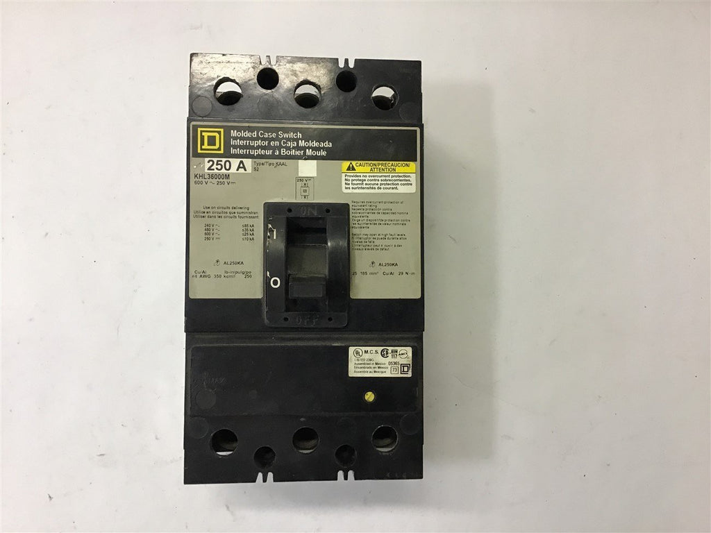 Square D Khlm 250 Amp 600 Volts Circuit Breaker Bme Bearings And Surplus