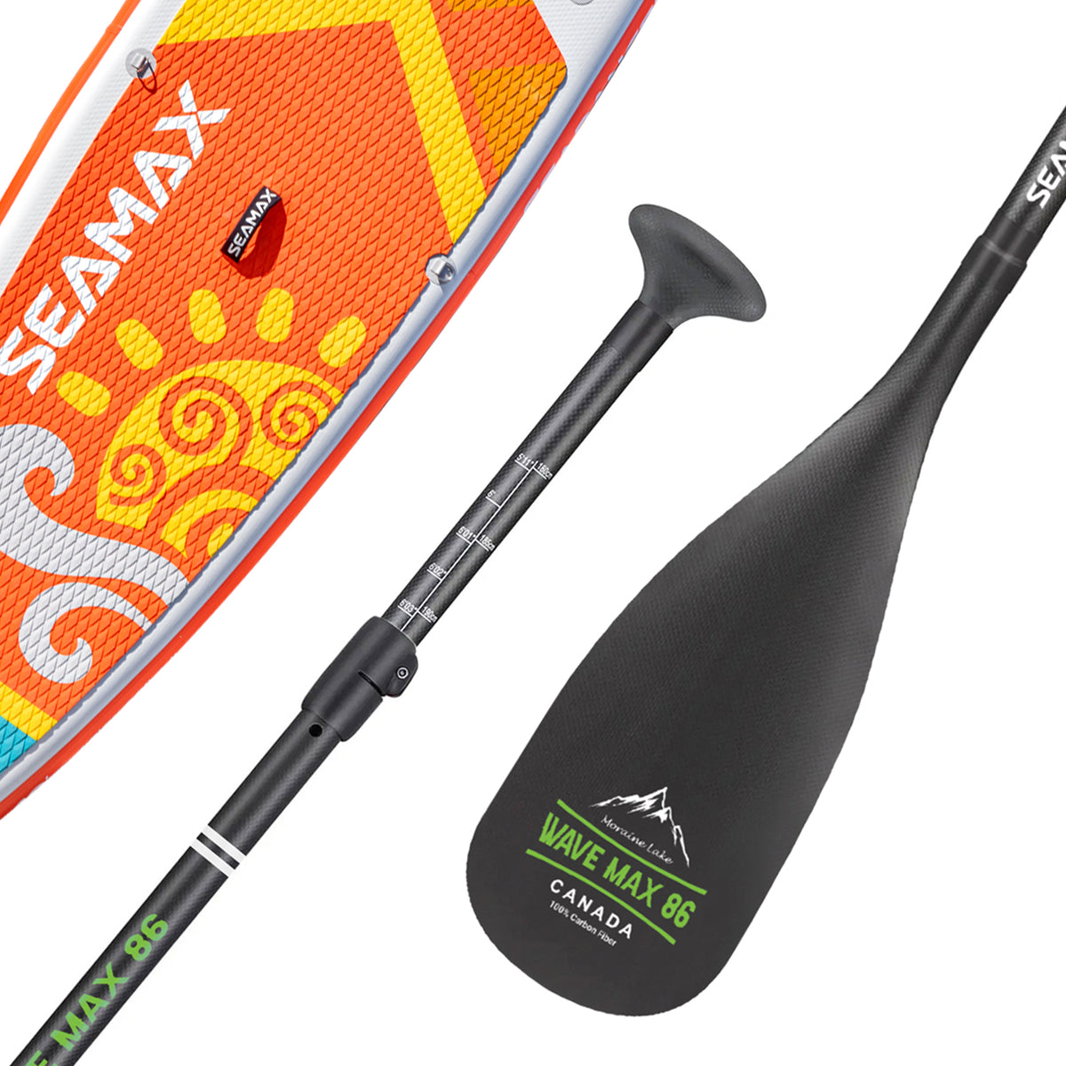 SUP Paddle with 3-Sections Adjustable Aluminum Shaft and Rigid Fibergl -  Seamax Marine