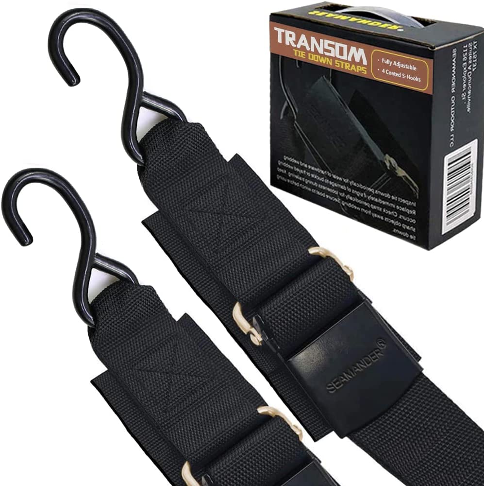 Boat Trailer Transom Tie Down Straps, 4 Pack Heavy Duty Ratchet Straps with  S-Hooks for Boats, Jet Skis, Kayak, Pontoon, Cargo Freight, Superior Break