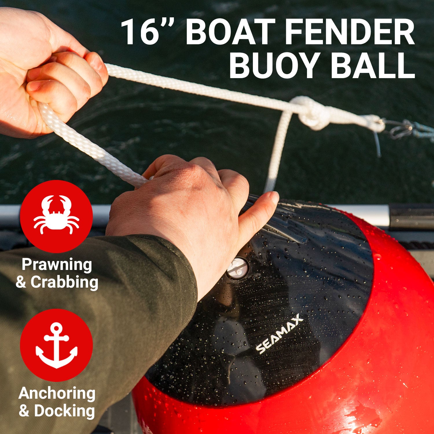 SEAMAX Boat Fenders Ball Round Anchor Buoy, 12 x 15, Heavy-Duty