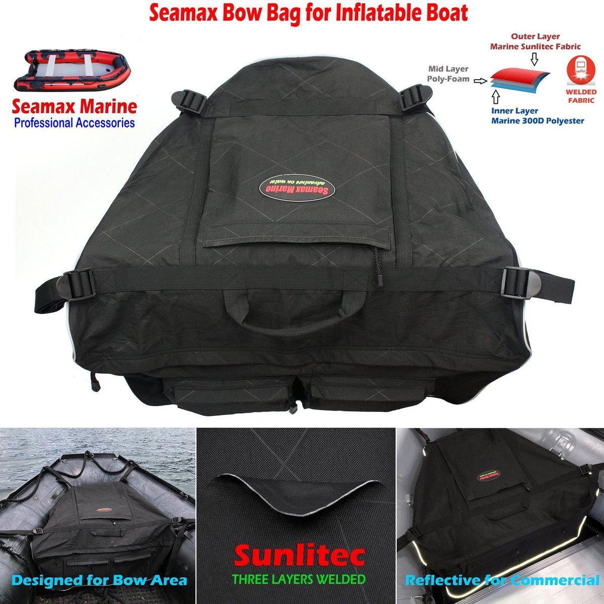 Seamax Sunlitec Inflatable Boat Bench Seat Cushion and Detachable Seat - Seamax  Marine