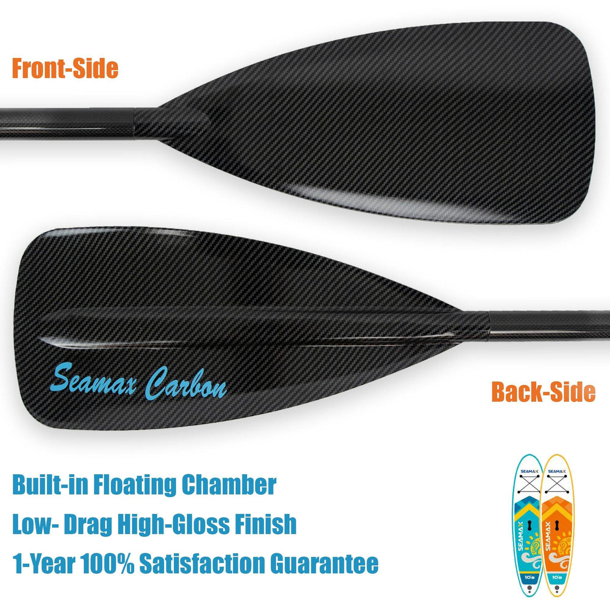 SUP Paddle with 3-Sections Adjustable Aluminum Shaft and Rigid Fibergl -  Seamax Marine