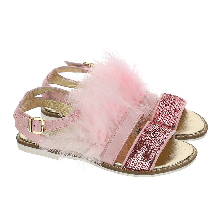 pink sequin sandals