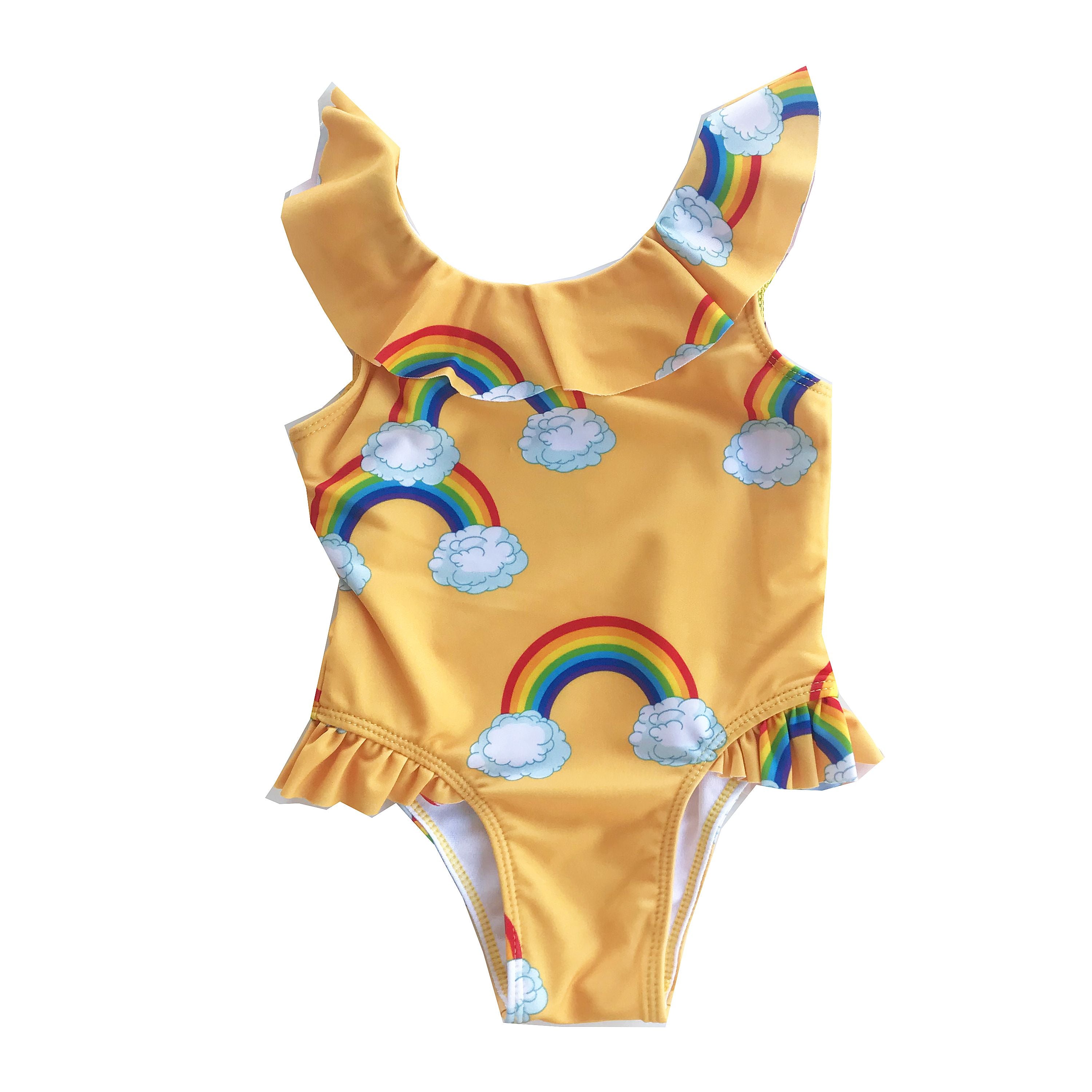 yellow ruffle swimsuit