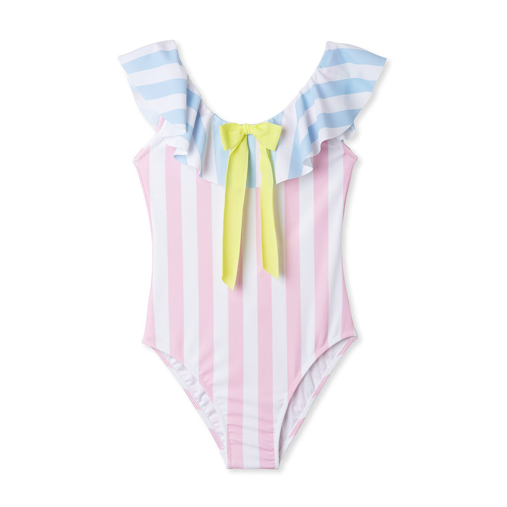 pink striped one piece swimsuit