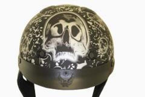 DOT Matte Bone Yard Black Motorcycle Helmet-S