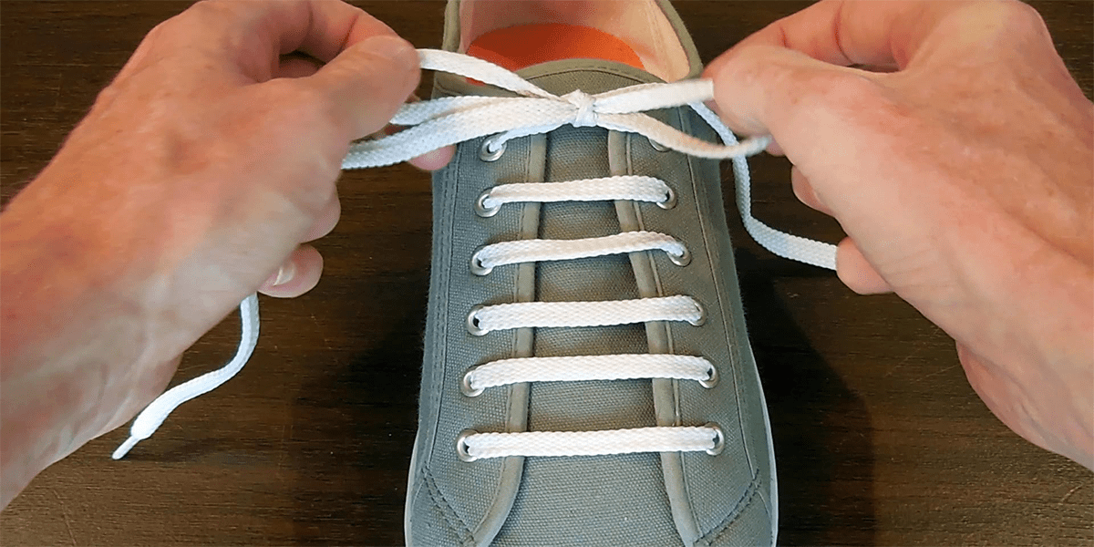 tying shoelaces