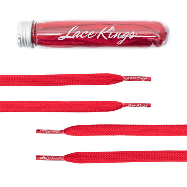 Red Shoelaces | Flat Shoelaces | Flat Red Shoelaces - Lace Kings