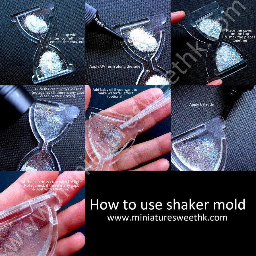 Resin Shaker Mold in Hourglass Shape | Epoxy Resin Mould | Waterfall  Decoden Piece DIY | Kawaii Cabochon Making (50mm x 83mm)