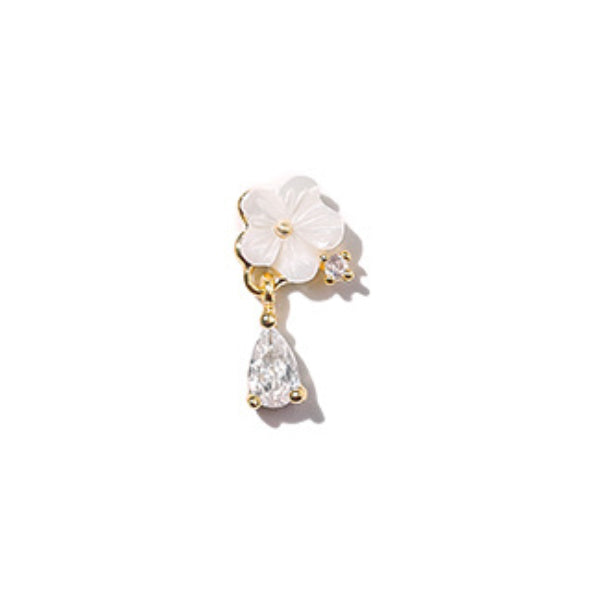 Sakura with Teardrop Dangle Nail Charm | Cherry Blossom Metal Embellis ...