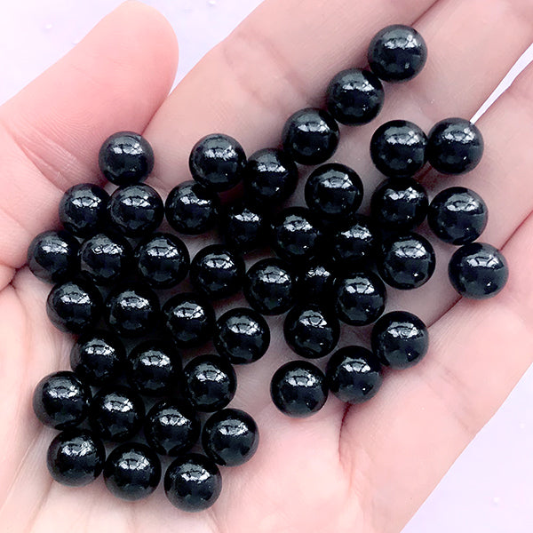 8mm Black Bubble Tea Pearls Fake Popping Boba ABS Round Pearl with