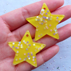 CLEARANCE Resin Star Charms with Star Confetti | Glitter Star Pendant