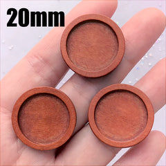 Round Wooden Bezel for UV Resin Art | Cabochon Setting | 20mm Cameo Tray | Resin Wood Jewellery DIY (3 pcs / 20mm / Orange Brown)