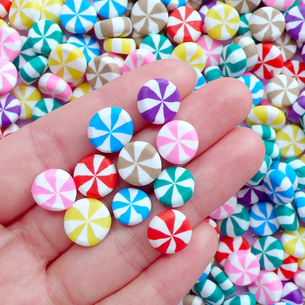 Peppermint Candy Polymer Clay Cabochons | Kawaii Christmas Candy Caboc ...