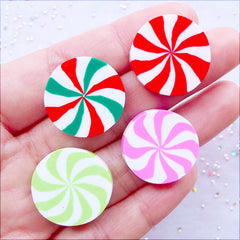 Peppermint Candy Cabochons | Polymer Clay Sweets Deco Cabochon | Kawai ...