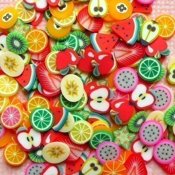 Fimo Fruits Polymer Clay Cane Slices Mix Kawaii Miniature Sweets Decod ...