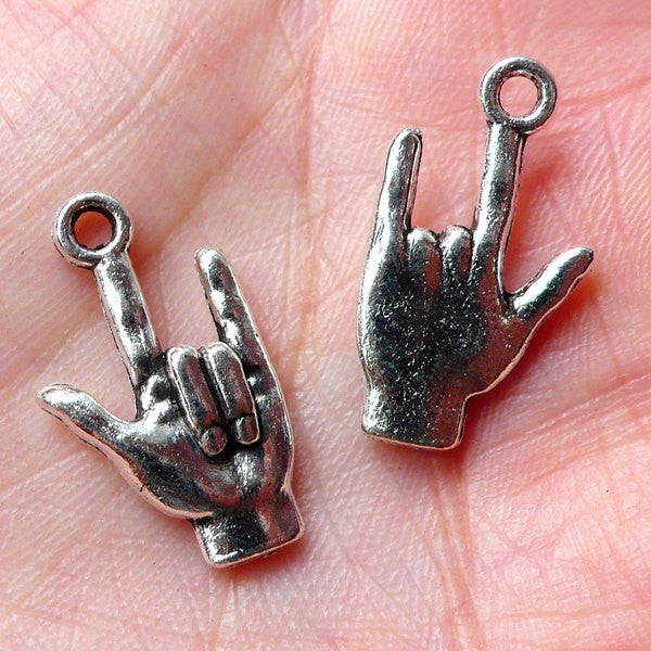 Genuine Sterling Silver I Love You Hand Sign Charm Genuine Sterling Silver I Love You Hand Sign Charm