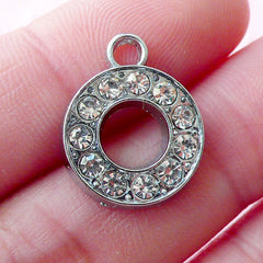 Silver Crystal Zip Zipper Pull Replacement Extension Charm Initial LETTER B