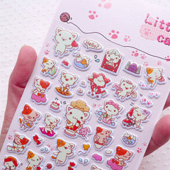 Kawaii Kitty Cat Puffy Sticker / Cute Kittie Kitten Sticker (1 Sheet ...