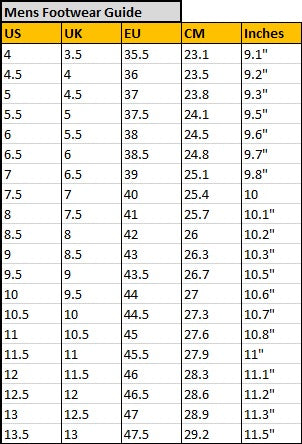 converse clothing size chart