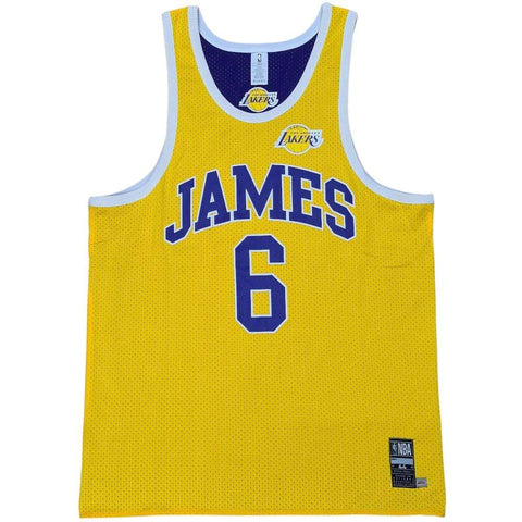 NBA ESSENTIALS TOP OF THE KEY REVERSIBLE TANK LOS ANGELES LAKERS LEBRON JAMES - YELLOW / PURPLE