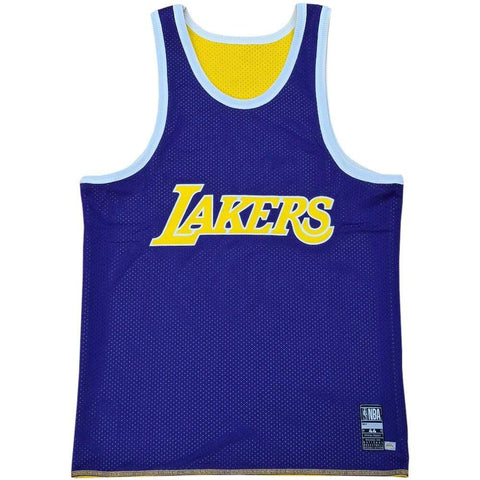 NBA ESSENTIALS TOP OF THE KEY REVERSIBLE TANK LOS ANGELES LAKERS LEBRON JAMES - YELLOW / PURPLE