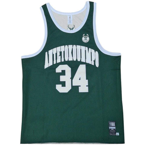 NBA ESSENTIALS TOP OF THE KEY REVERSIBLE TANK MILWAUKEE BUCKS GIANNIS ANTETOKOUNMPO - GREEN / CREAM