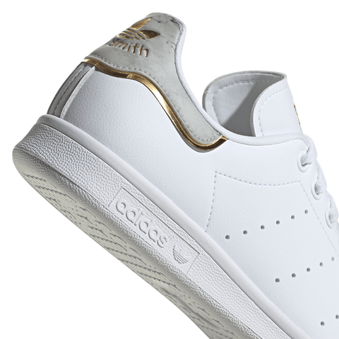 ADIDAS WOMENS STAN SMITH - WHITE / ALUMINIUM / GOLD METALLIC