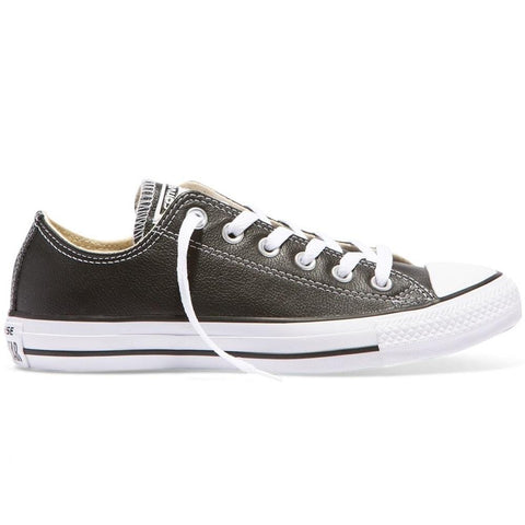 converse leather black white