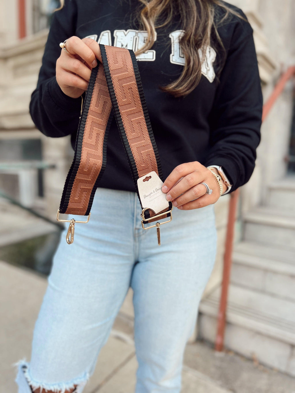 Dawson Crossbody Bag in Black/Gold