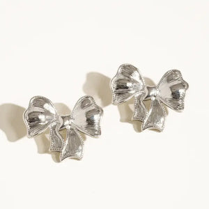 Glint Silver Glitter Bow Earring - SeaJay’s Boutique 
