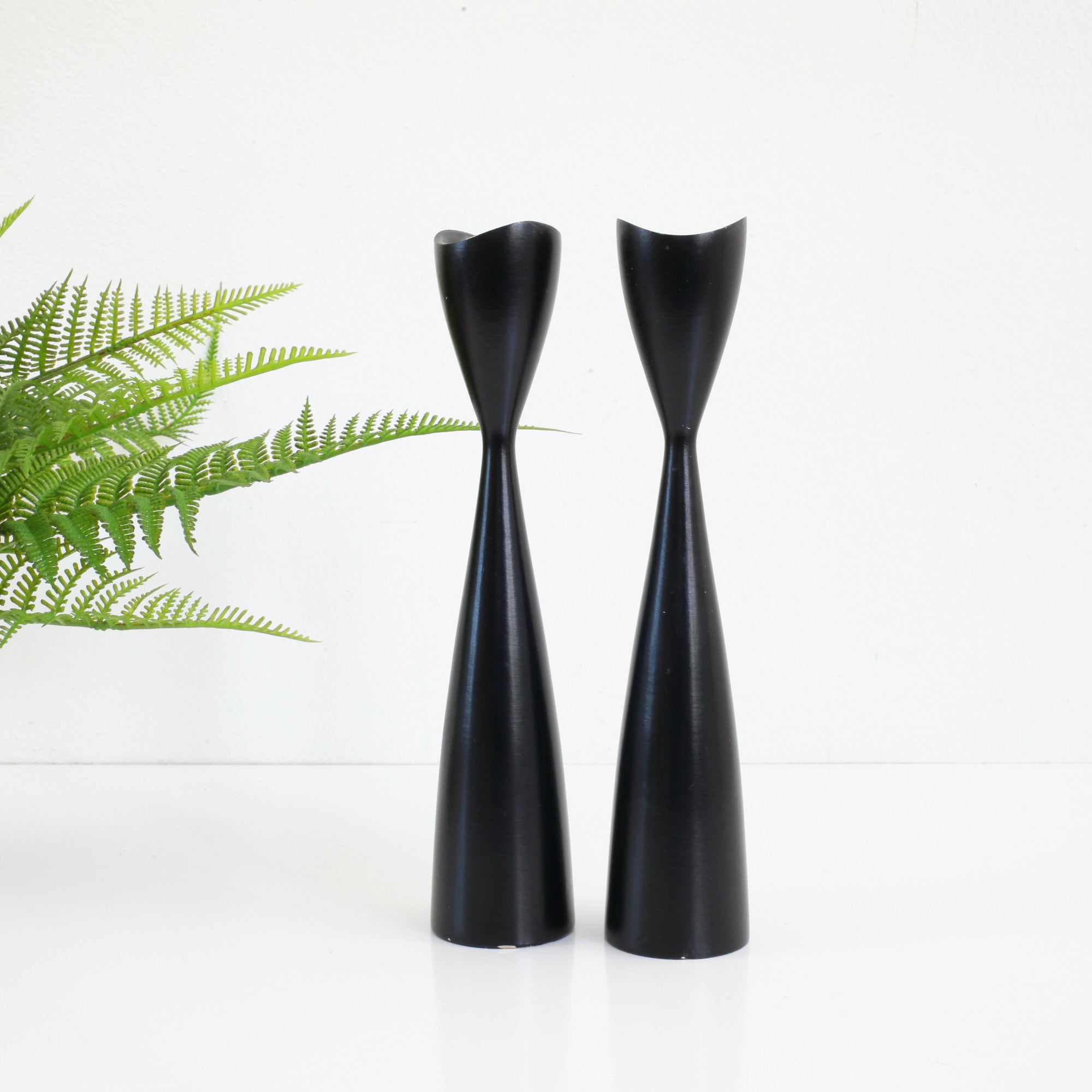 Danish Modern Black Tulip Candlesticks from Denmark