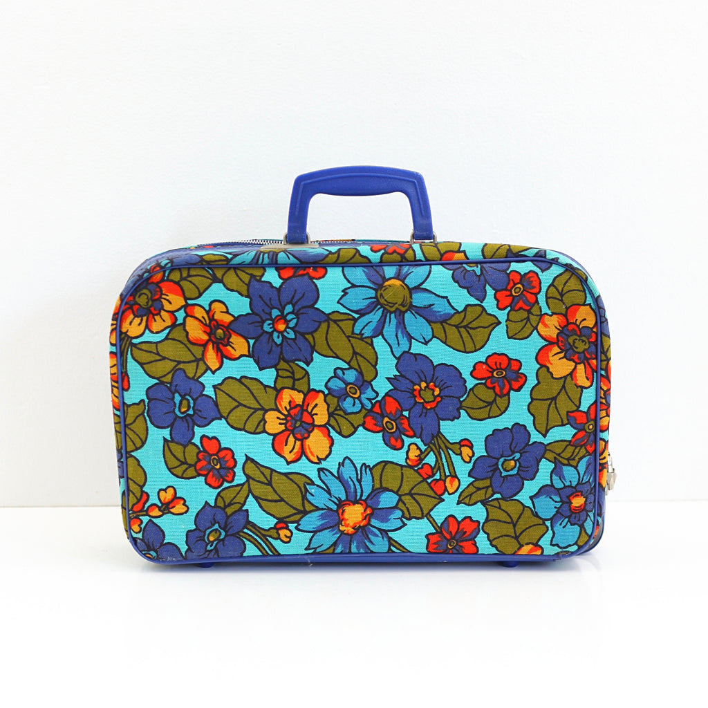 SOLD - Vintage Mod Blue Floral Suitcase – Wise Apple Vintage