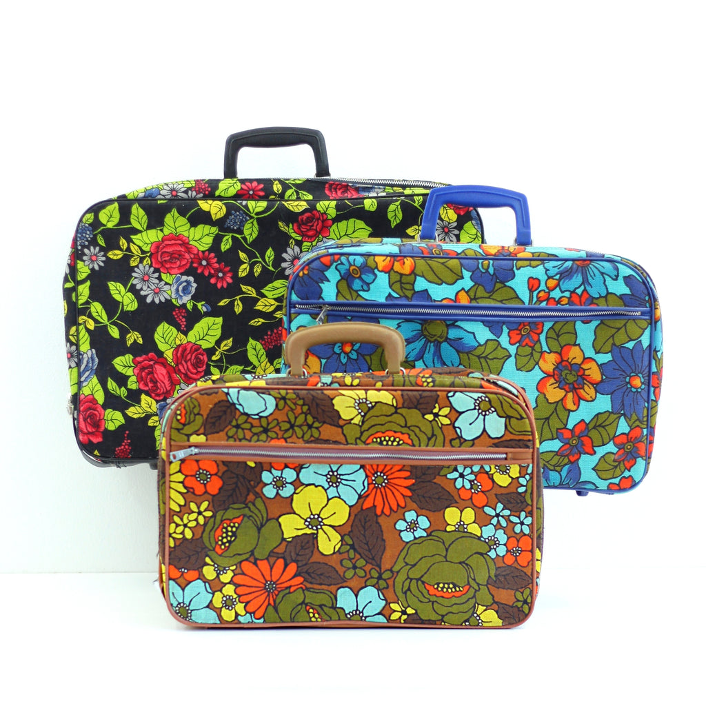 SOLD - Vintage Flower Power Fabric Suitcase – Wise Apple Vintage