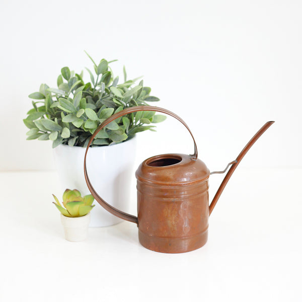 SOLD - Vintage Hammered Copper Watering Can