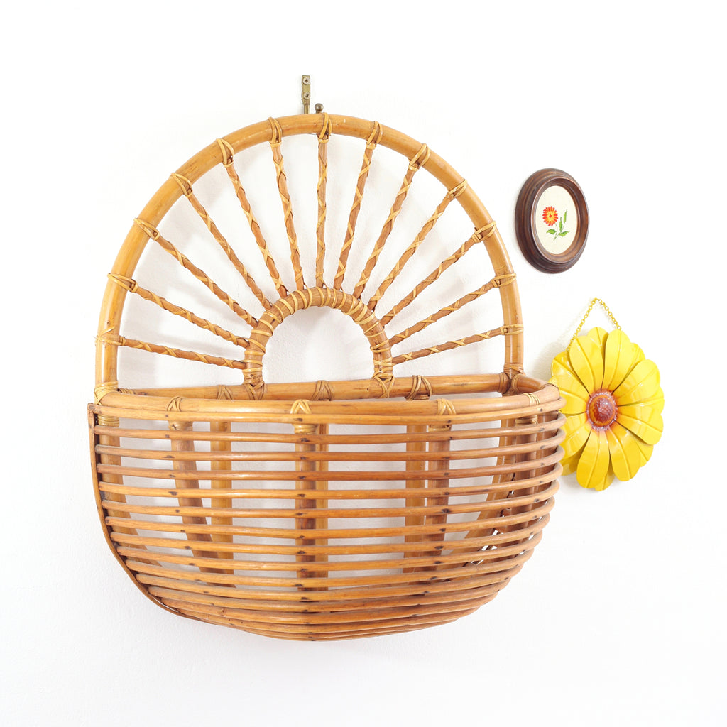 SOLD - Vintage XL Rattan Wall Basket – Wise Apple Vintage