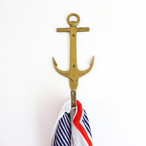 SOLD - Vintage Brass Anchor Wall Hook