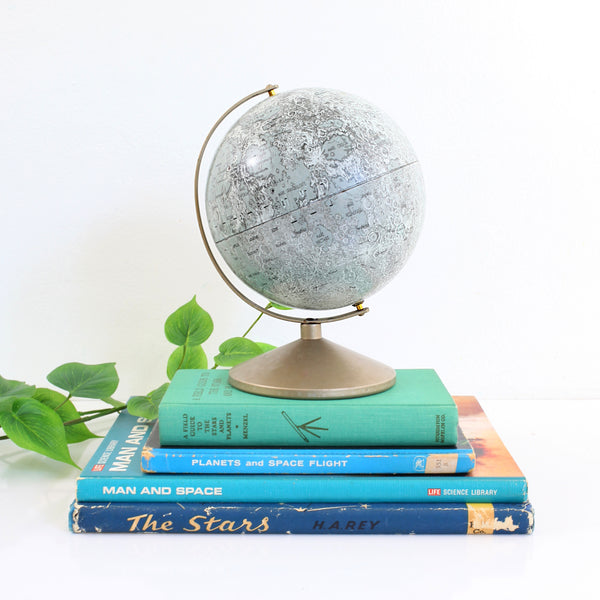 SOLD - Vintage Mid Century Metal Lithograph Moon Globe by Replogle ...