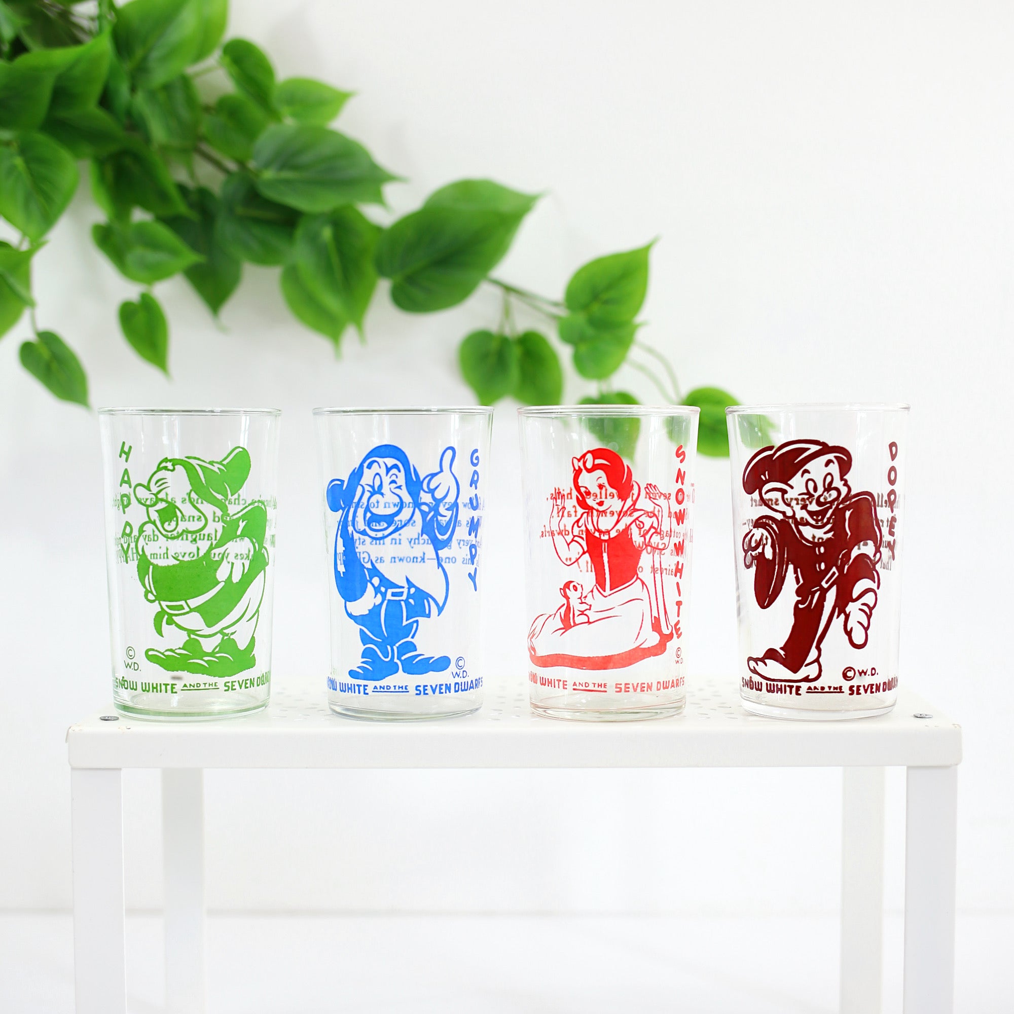 Vintage 1930s Snow White & The Seven Dwarfs Drinking Glasses