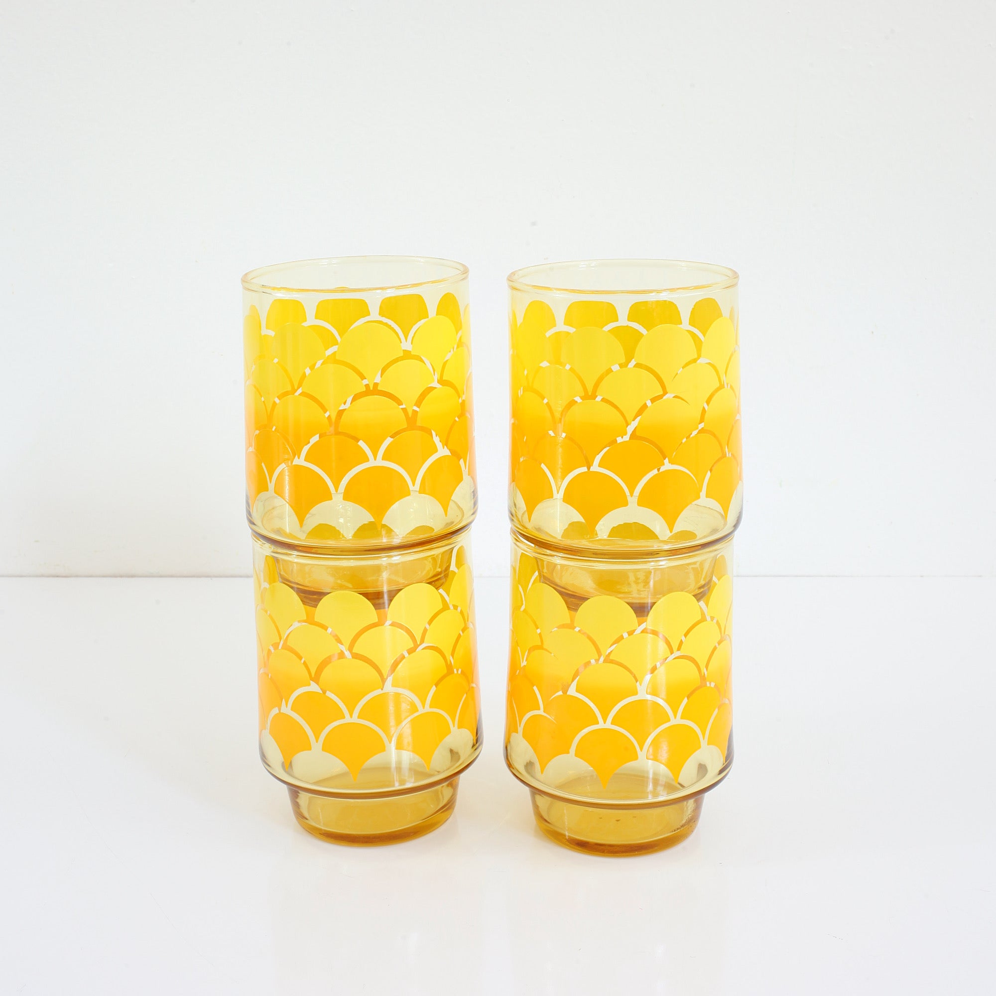 Vintage Yellow Orange Ombre Fish Scale Glasses