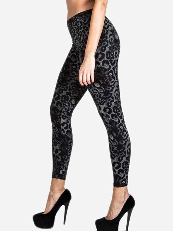 Wholesale Womens Black Leopard Print Legging (Pack Of 6)