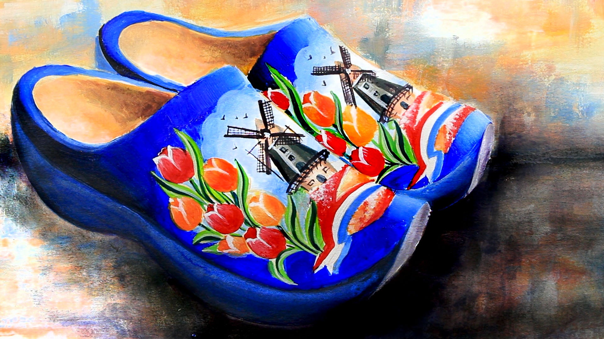 painted wooden clogs