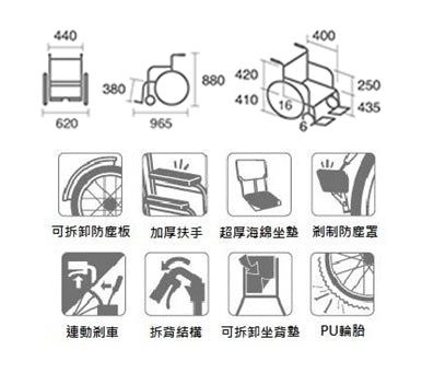 MIKI MCSC 輪椅 SPEC 尺寸