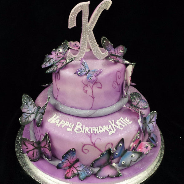 Download 2 Tier Butterfly Birthday Cake - celticcakes.com