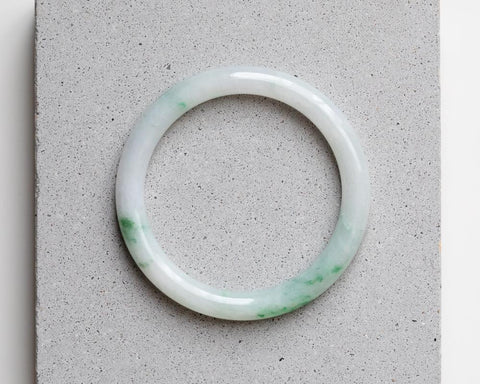 White and Green Jade Bangle | Natural 