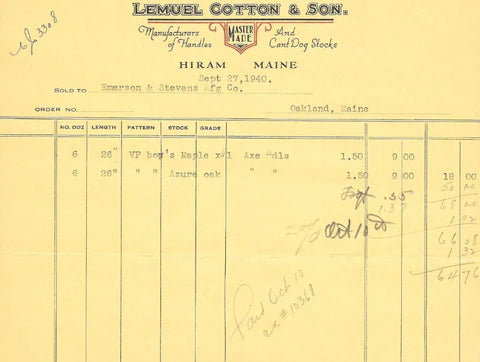 Lemuel Cotton & Son receipt
