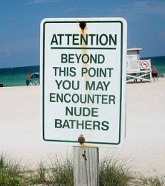 Attention: Nude Bathers Florida Beach Sign – Travelsigns