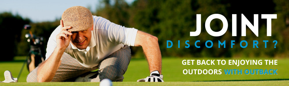 Joint discomfort? Get back to enjoying the outdoors with Outback (older gentleman playing golf)