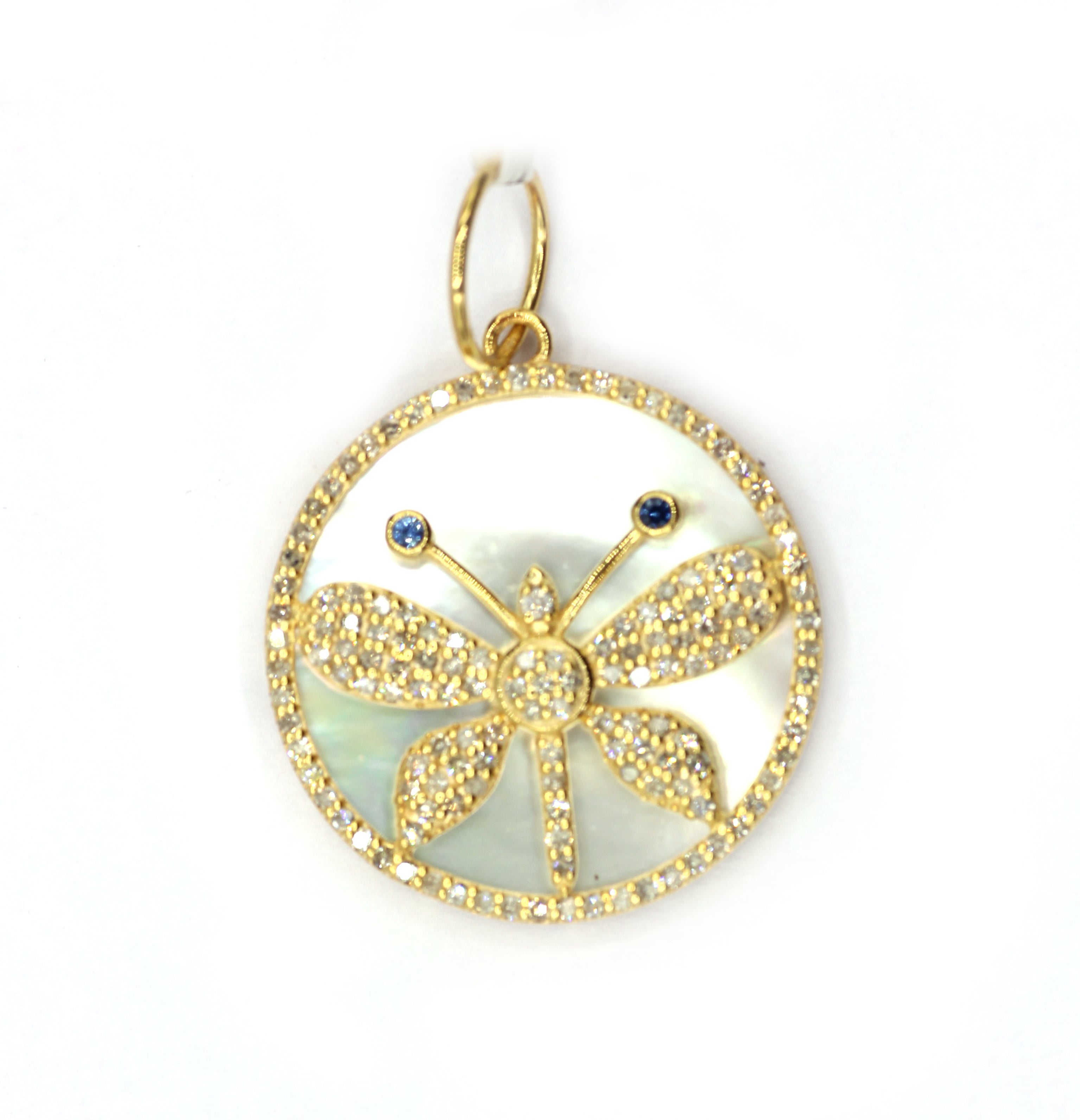 Round 14k Solid Gold Diamond Pendants